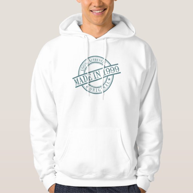 Made in 1999 Birth Year Green Round Rubber Briefma Hoodie (Vorderseite)