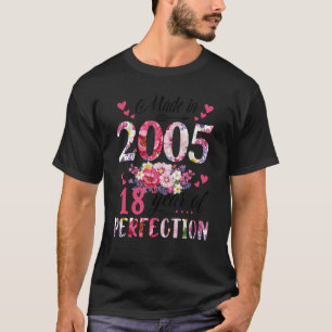 Made in 2005 Floral 18 Jahre alt 18. Geburtstag Wo T-Shirt