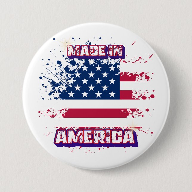 "Made in America" Farbspritzer-Amerikanische Flagg Button (Vorderseite)