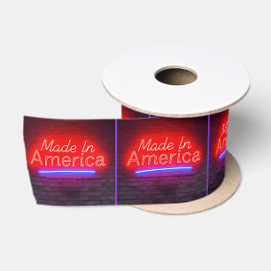 Made in America Neon Sign on Brick Satinband