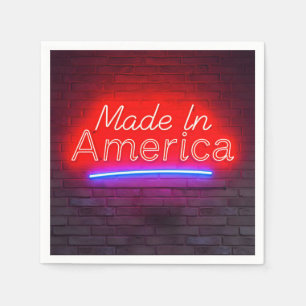 Made in America Neon Sign on Brick Serviette