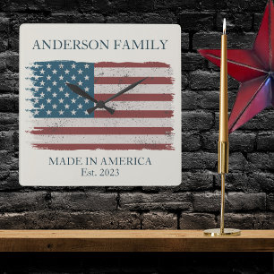 Made in America Signature Quadratische Wanduhr