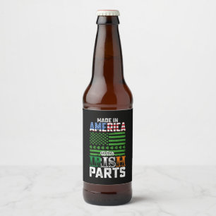 Made in America with Irish Parts St Patrick's Day Bierflaschenetikett