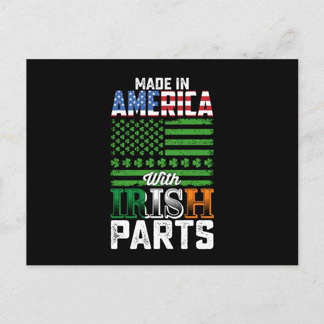 Made in America with Irish Parts St Patrick's Day Postkarte (Vorderseite)