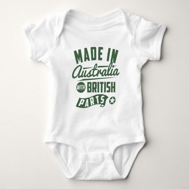 Made in Australia mit British Parts Baby Strampler (Vorderseite)