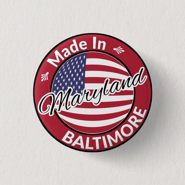 Made in Baltimore Maryland USA Flag Button (Vorderseite)