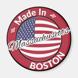 Made in Boston Massachusetts USA Flag Magnet