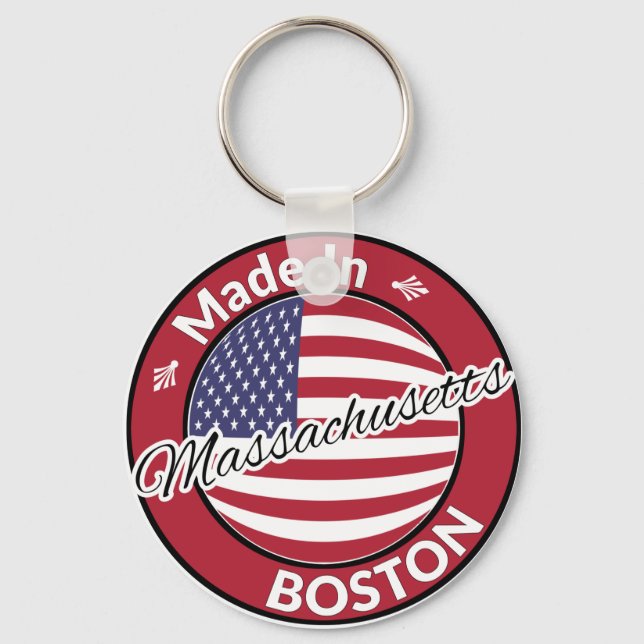 Made in Boston Massachusetts USA Flag Schlüsselanhänger (Vorderseite)