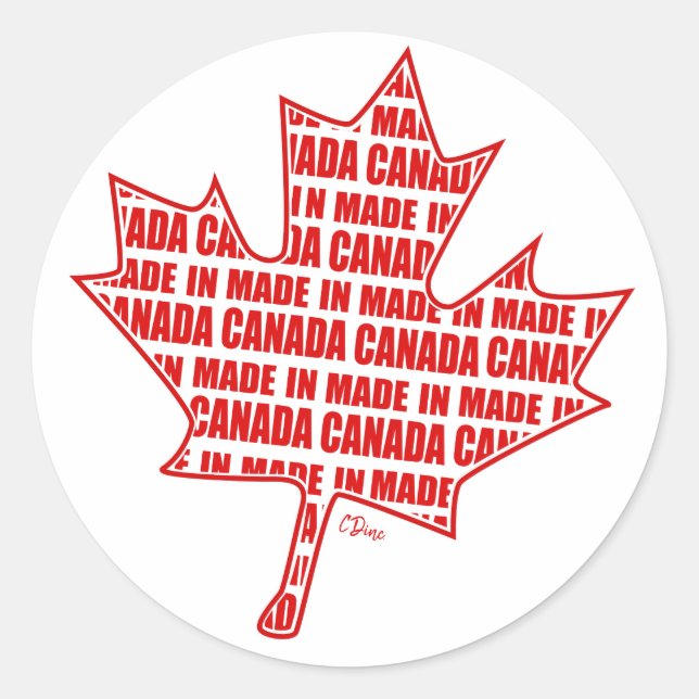Made in Canada Red Maple Leaf Round Sticker (Vorderseite)