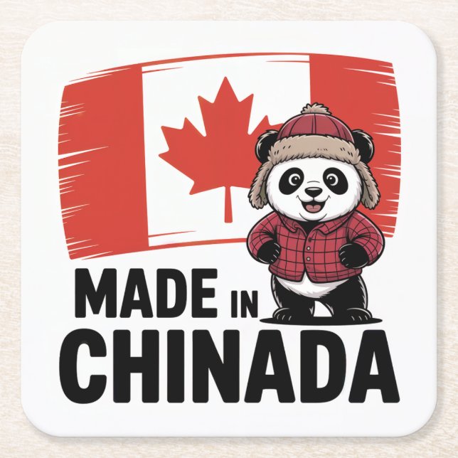 Made in Chinada Panda - Chinese Canadian Rechteckiger Pappuntersetzer (Vorderseite)