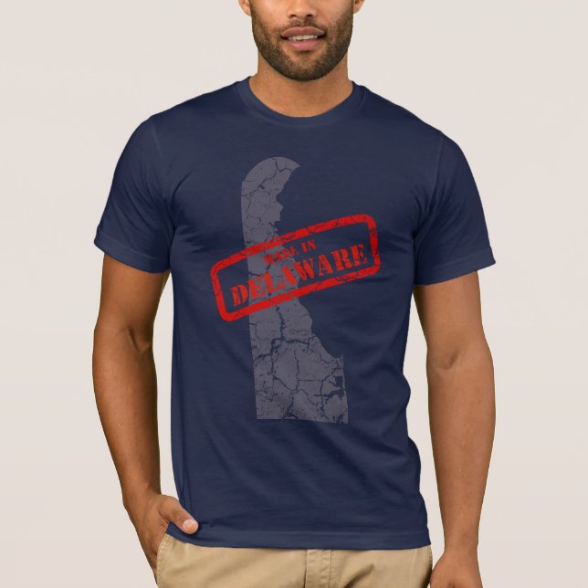 Made in Delaware Grunge Map Navy Blue T - Shirt (Vorderseite)