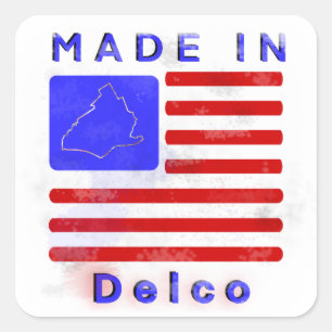 Made in DELCO Quadratischer Aufkleber