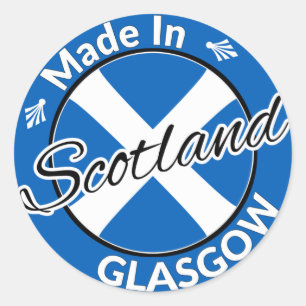Made in Glasgow Scotland Salire Flag Runder Aufkleber
