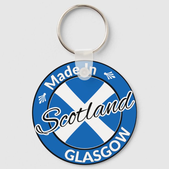 Made in Glasgow Scotland Salire Flag Schlüsselanhänger (Vorderseite)