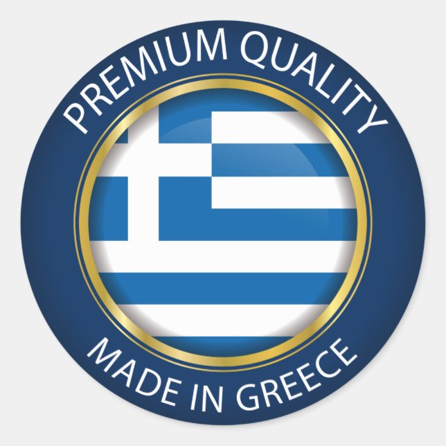 Made in Greece Flag, Griechisches Artwork Siegel,  Runder Aufkleber (Vorderseite)