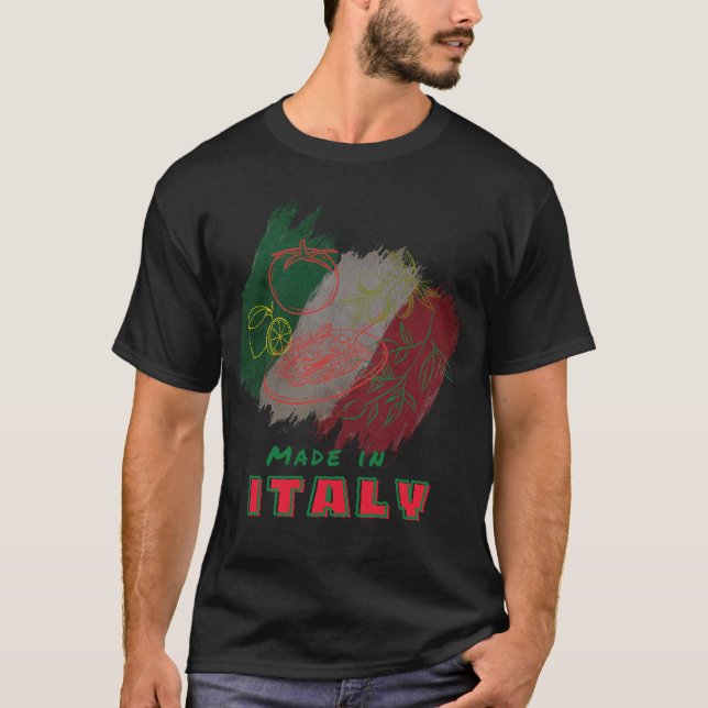 Made in Italy - Italian Food Art Pasta & Olive T-Shirt (Vorderseite)