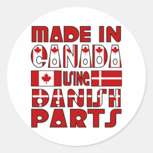 Made in Kanada, Dänische Teile Runder Aufkleber