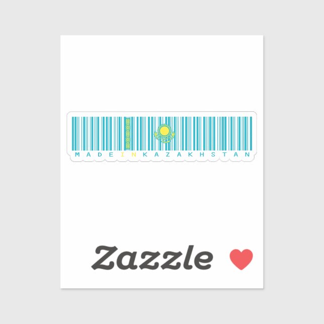 Made in Kazakhstan Barcode Flag Sticker (Feuille)