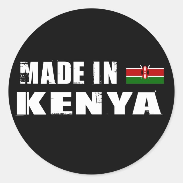 Made in Kenya Runder Aufkleber (Vorderseite)