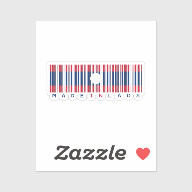 Made in Laos Barcode Flag Sticker (Feuille)