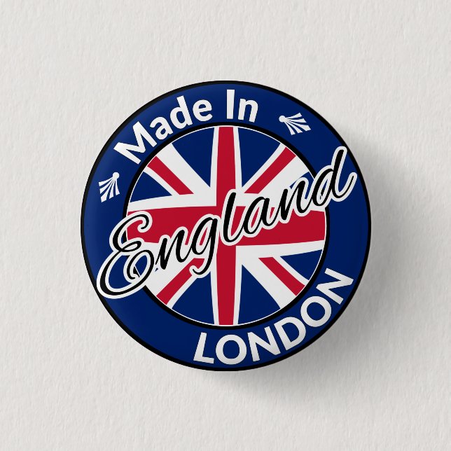 Made in London England Union Jack Flag Button (Vorderseite)