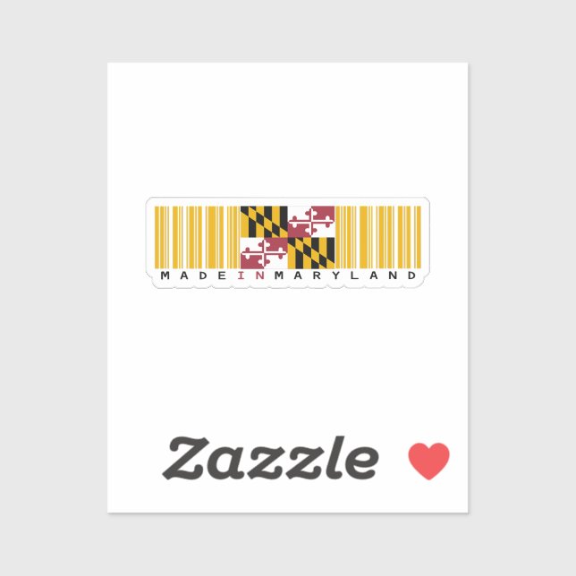 Made in Maryland Code barre Sticker - État (Feuille)