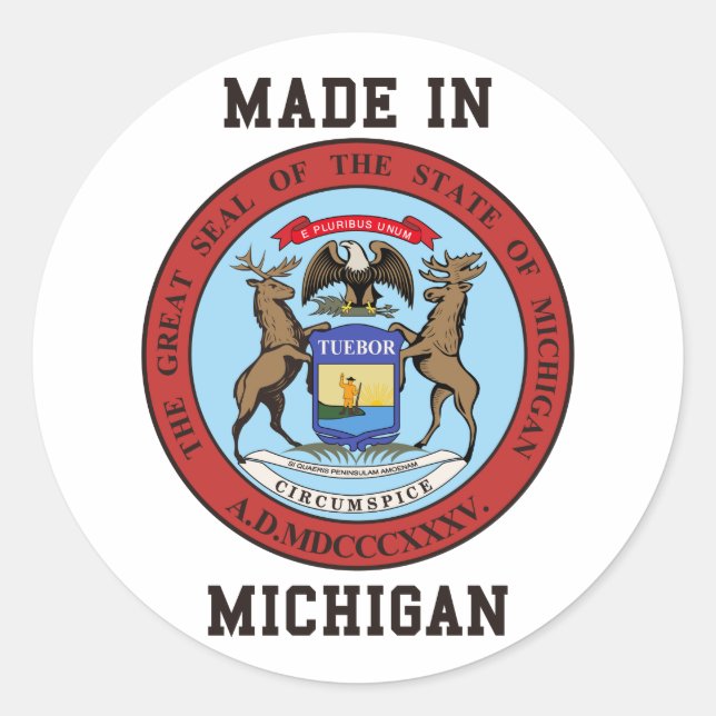 Made in Michigan Runder Aufkleber (Vorderseite)