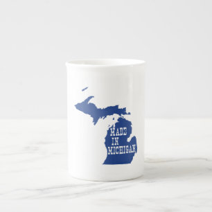 Made in Michigan Shaped Staat Michigander Blue Prozellantasse