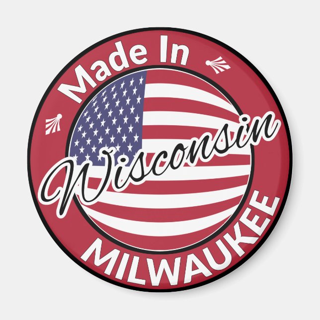 Made in Milwaukee Wisconsin USA Flag Magnet (Vorne)