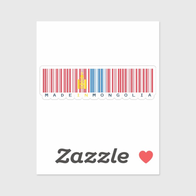 Made in Mongolia Barcode Flag Design Aufkleber (Blatt)