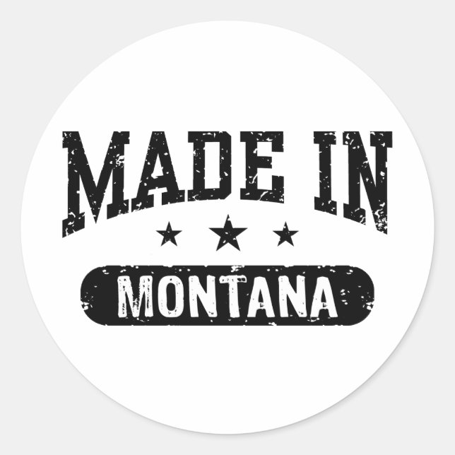 Made in Montana Runder Aufkleber (Vorderseite)
