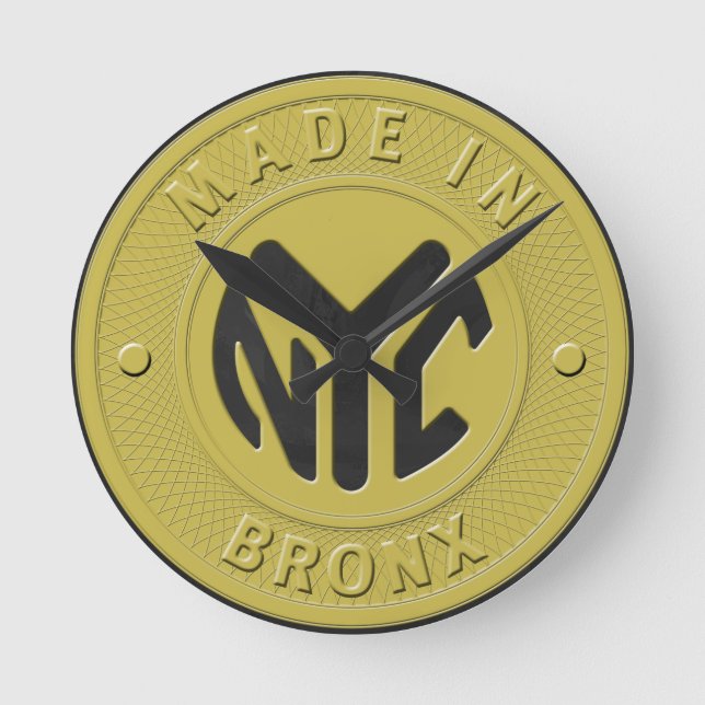 Made in New York Bronx Runde Wanduhr (Vorderseite)