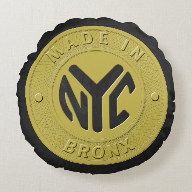 Made in New York Bronx Rundes Kissen (Vorderseite)