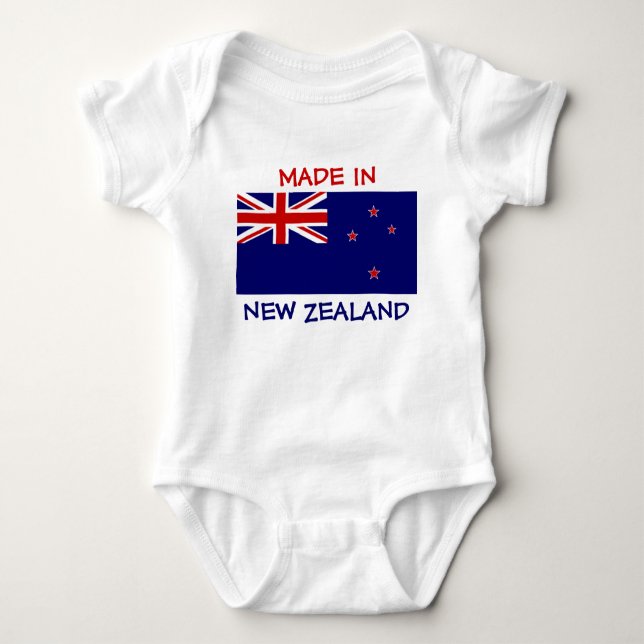 Made in New Zealand with New Zealand Flag Baby Strampler (Vorderseite)