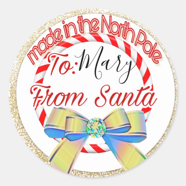 Made in North Pole Weihnachten Runder Aufkleber (Vorderseite)