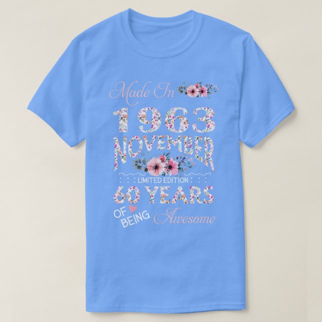 Made in November 1963 Blumenkohl 60 Jahre alt des  T-Shirt (Design vorne)