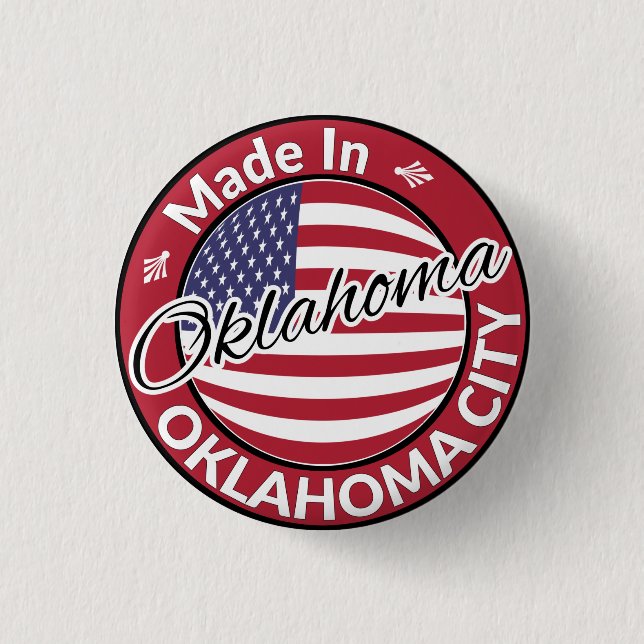 Made in Oklahoma City Oklahoma USA Flag Button (Vorderseite)