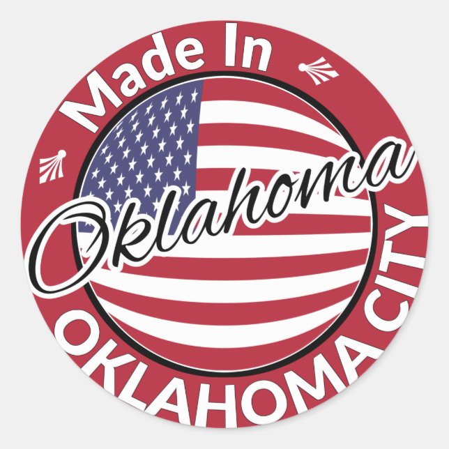 Made in Oklahoma City Oklahoma USA Flag Runder Aufkleber (Vorderseite)