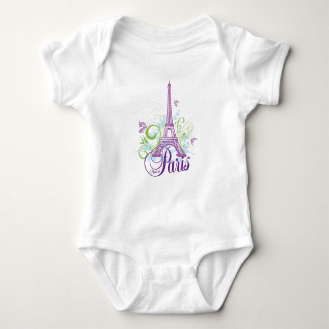 Made in Paris (Eiffelturm) Baby Strampler (Vorderseite)