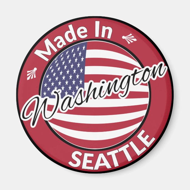 Made in Seattle Washington USA Flag Magnet (Vorne)