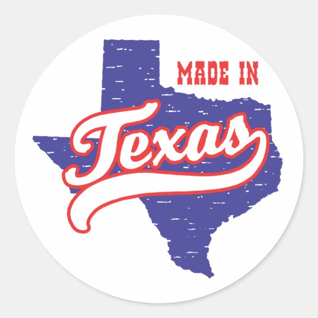 Made in Texas Runder Aufkleber (Vorderseite)
