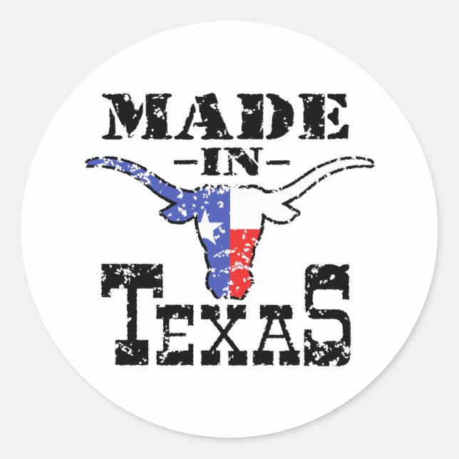Made in Texas Runder Aufkleber (Vorderseite)