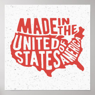 Made in the United States of America Typography Poster