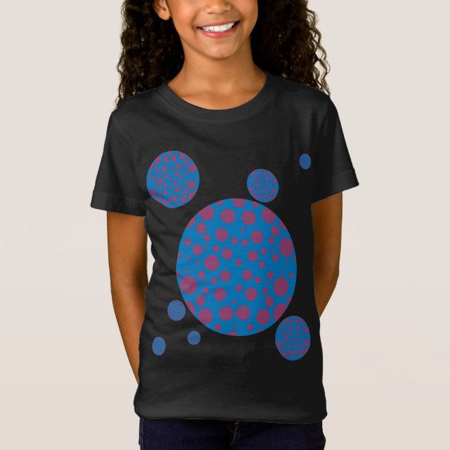 Made in the USA lila blauer Schwindel Schnittkunst T-Shirt (Vorderseite)