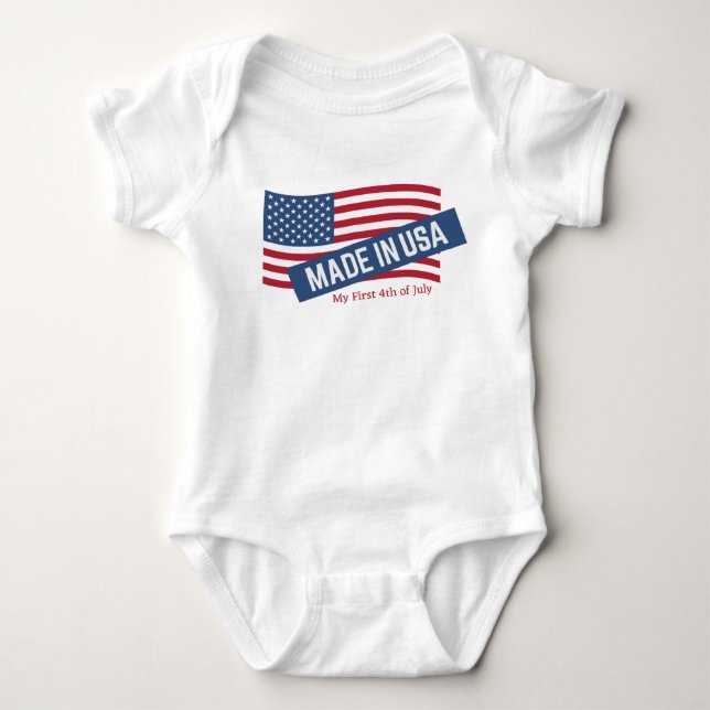 Made in the USA My First 4. Juli Baby Strampler (Vorderseite)