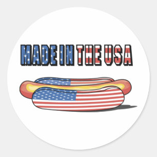 Made in the USA Patriotic Hot Dog Runder Aufkleber