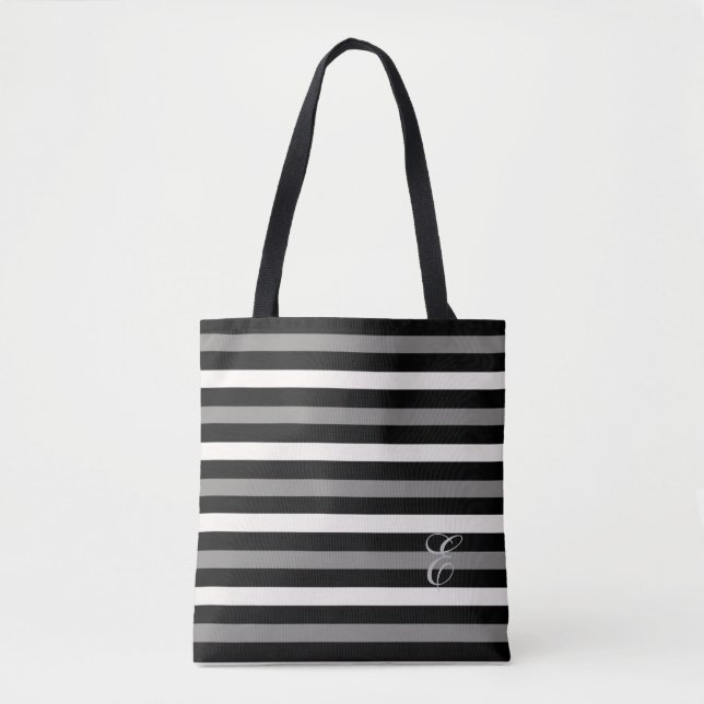 Made In the USA schwarz, grau und weiß gestreift Tasche (Vorderseite)