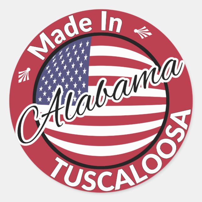Made in Tuscaloosa Alabama US Flagge Flag Runder Aufkleber (Vorderseite)