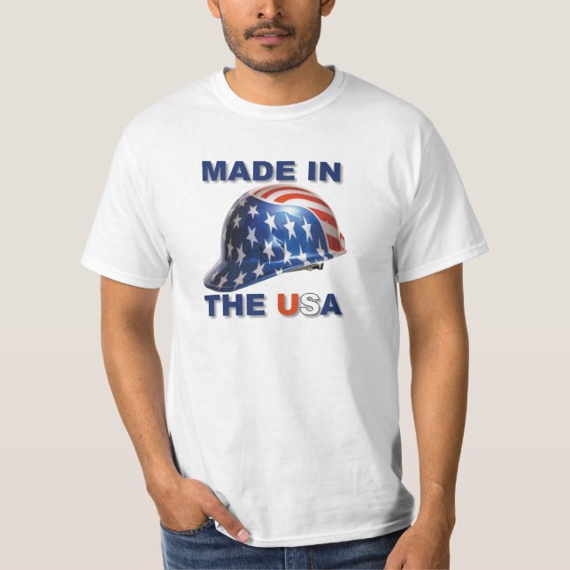 Made in USA Construction Helmet T-Shirt (Vorderseite)