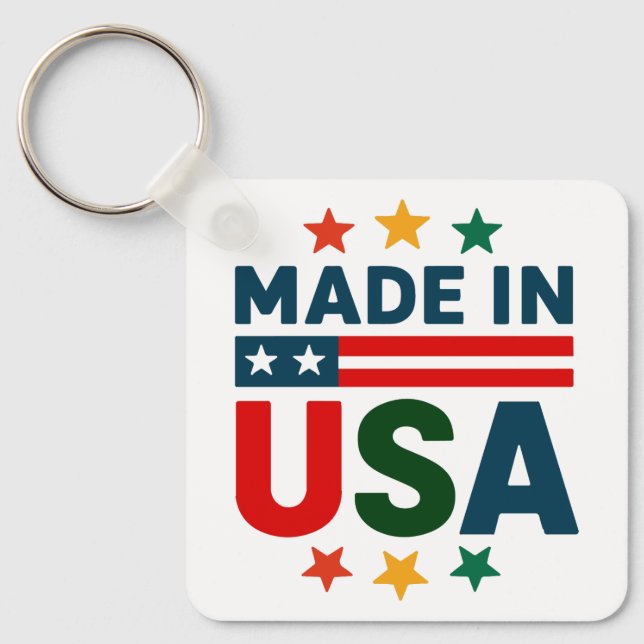 Made in usa patriotische typografische Design Schlüsselanhänger (Vorderseite)